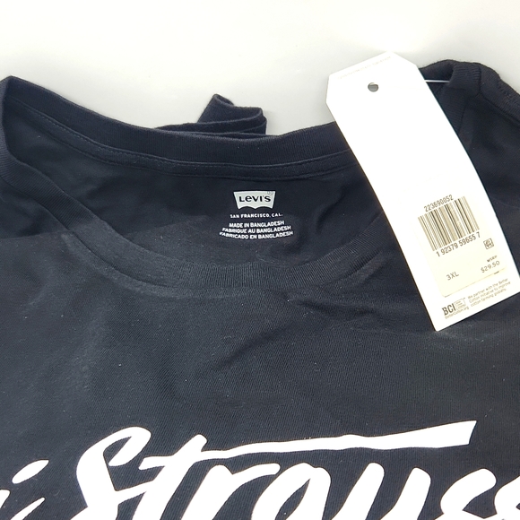 Levi's Logo Graphic Tee Black w/White Lettering Big Men's Size 3XL - Picture 4 of 6